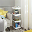 Rolling Kitchen Trolley – Wood – White – Space-Saving 4-Tier Design