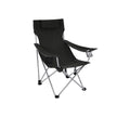Folding Camping Chair – Steel – Black – Ergonomic with Armrests, Headrest, and Cup Holder