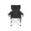 Folding Camping Chair – Steel – Black – Ergonomic with Armrests, Headrest, and Cup Holder