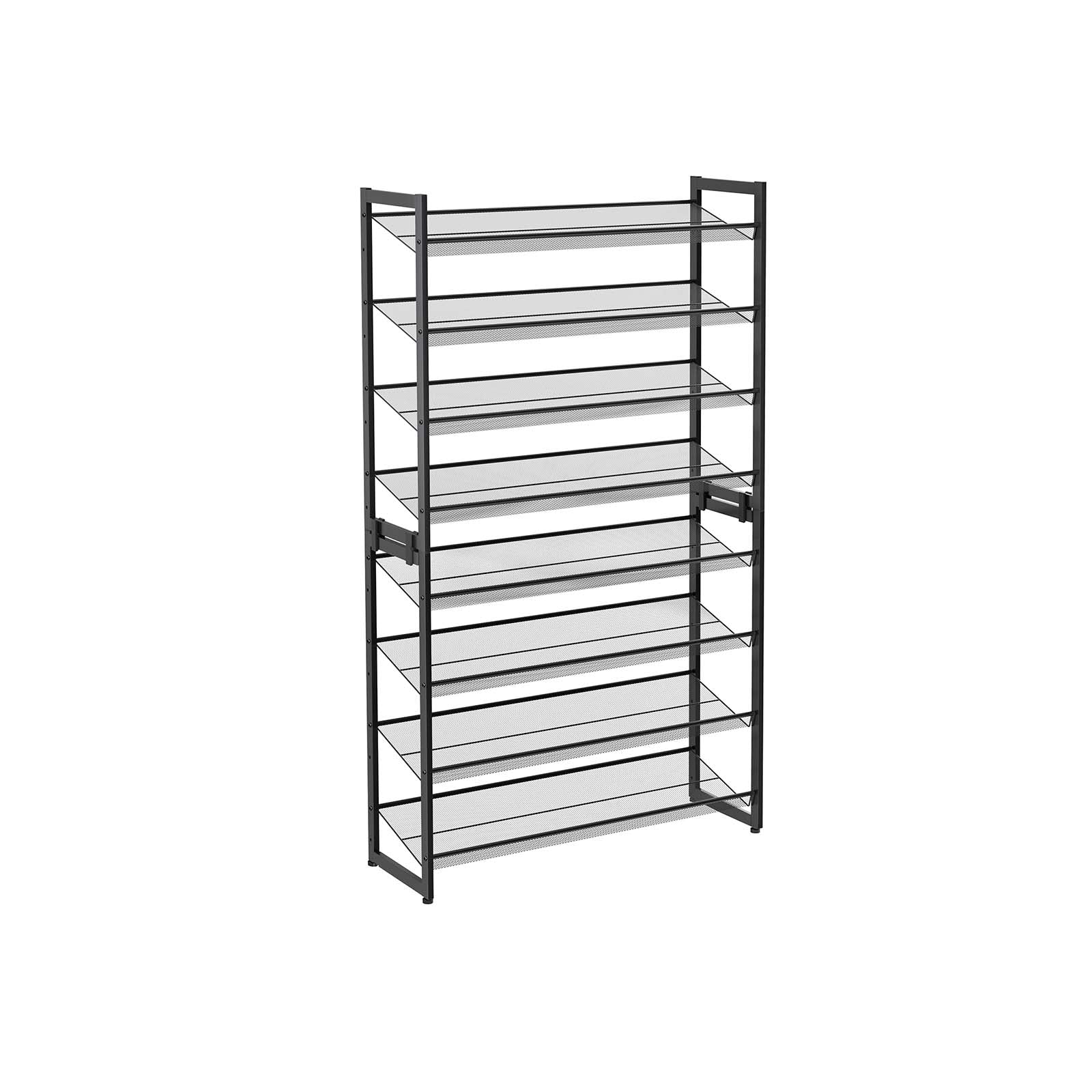 Stackable Shoe Rack Set – Metal Mesh – Black – 12-Tier Capacity for 48-60 Pairs of Shoes