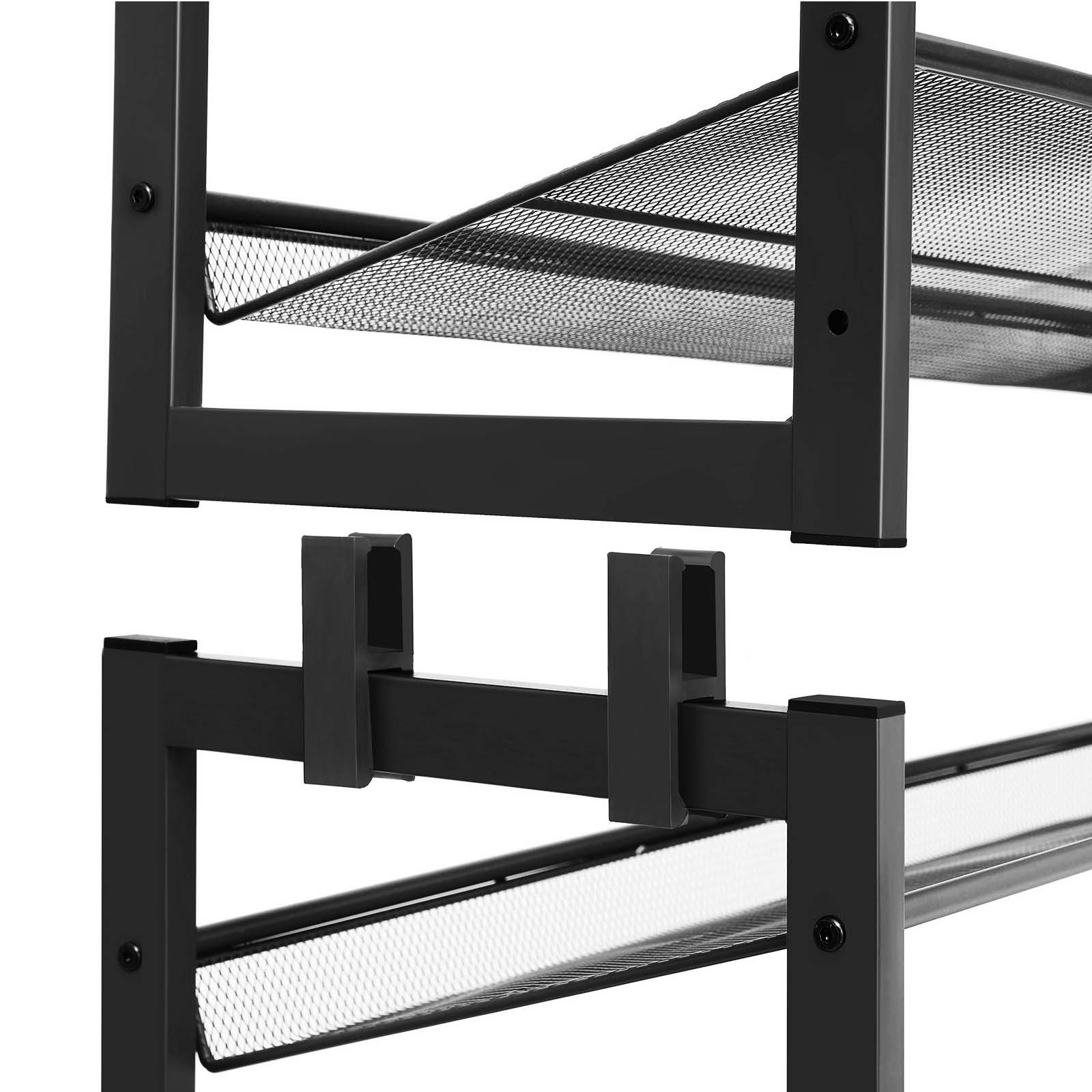 Stackable Shoe Rack – Metal Mesh – Black – 12-Tier Capacity for 48-60 Pairs of Shoes
