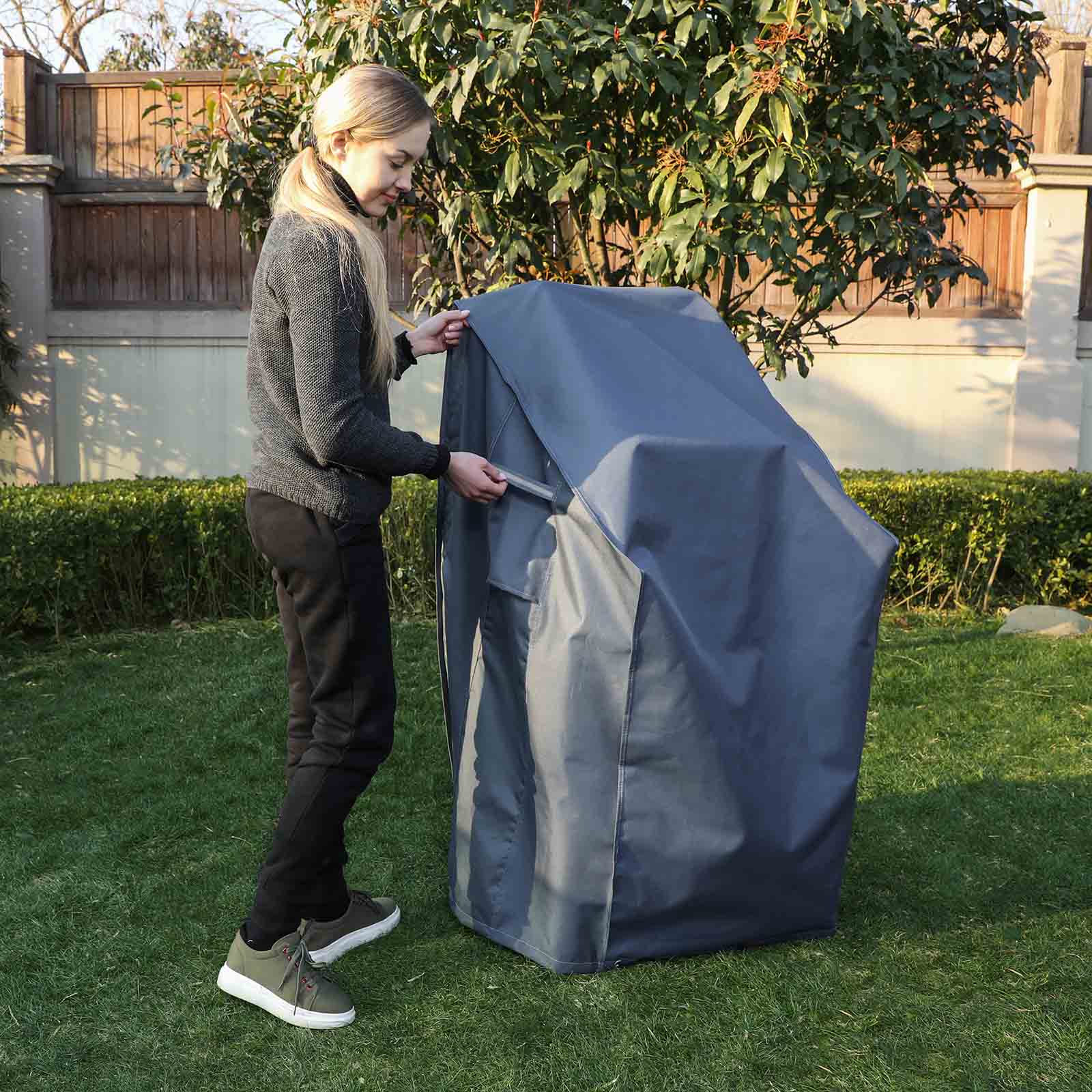 Stacking Patio Chair Cover – 600D Oxford Fabric – Dark Grey – Waterproof and Anti-Fade Protection