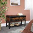 Storage Bench – Synthetic Leather and Steel – Rustic Brown and Black – Padded with Shelf
