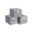 Storage Boxes – Fabric – Grey – Set of 3 with Lids and Clear Front Window