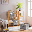 Storage Boxes – Fabric – Grey – Set of 3 with Lids and Clear Front Window