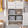 Storage Boxes – Fabric – Grey – Set of 3 with Lids and Clear Front Window