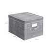 Storage Boxes – Fabric – Grey – Set of 3 with Lids and Clear Front Window