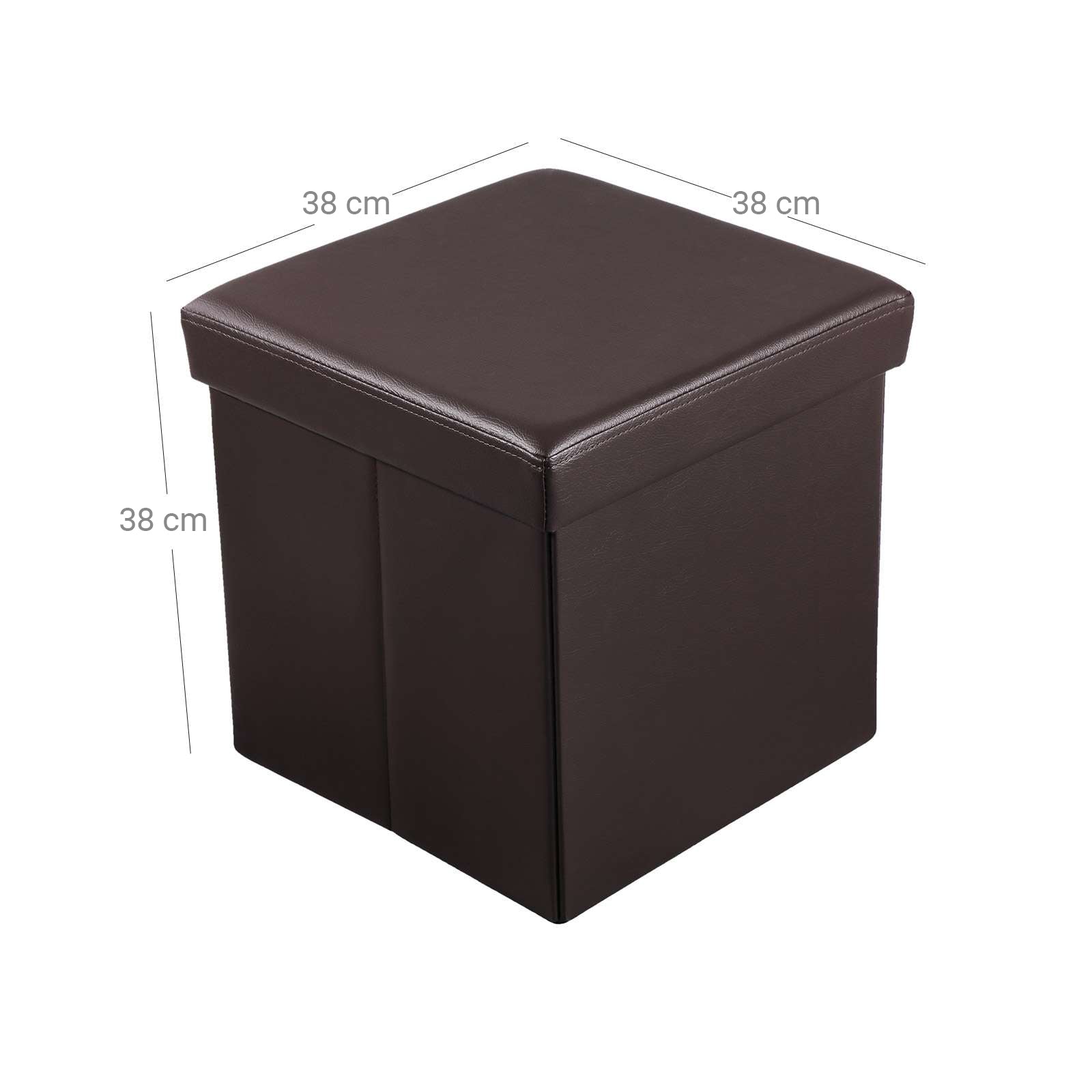 Folding Storage Ottoman – Faux Leather – Brown – Versatile Space-saving Design