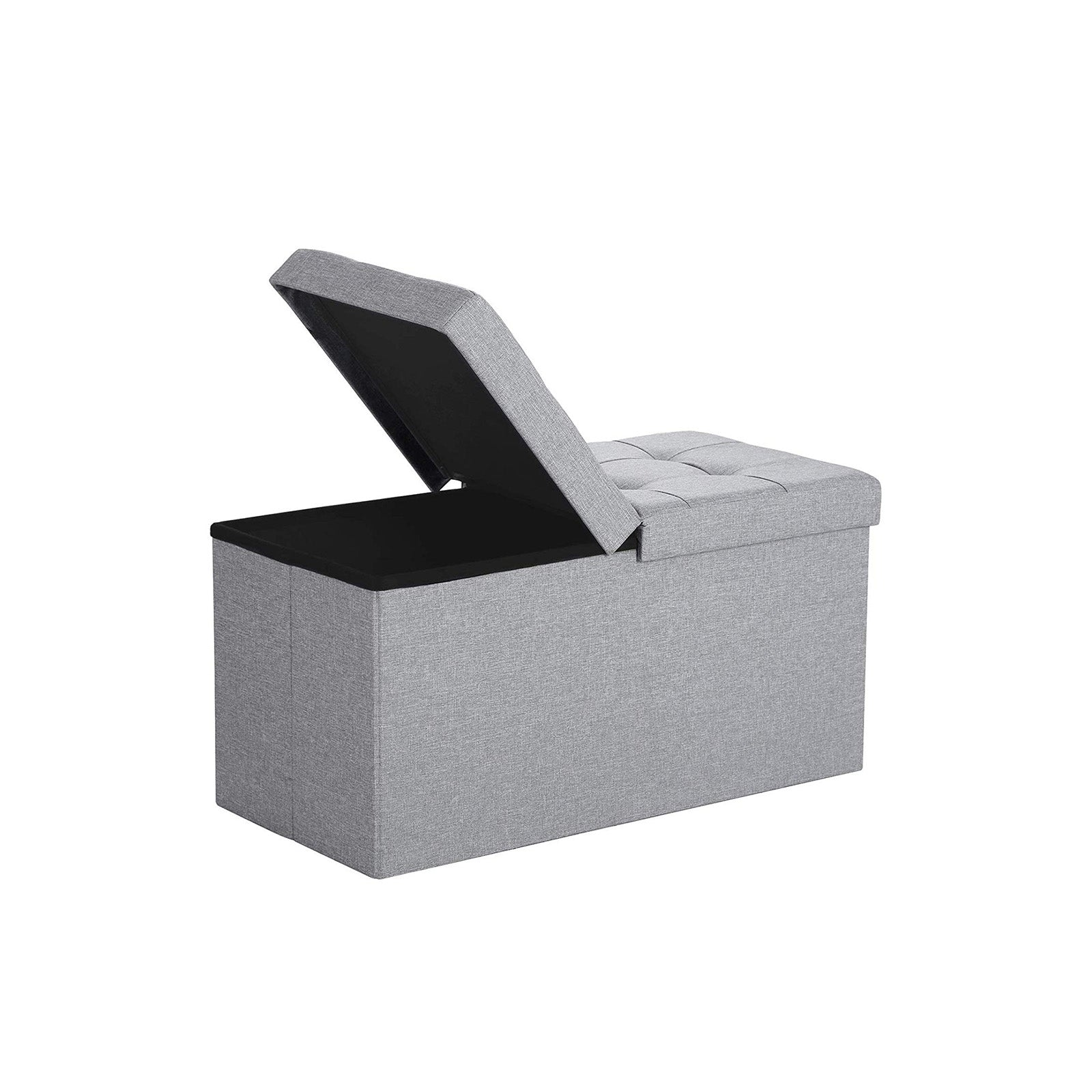 Foldable Storage Ottoman Bench – Fabric – Grey – 300 kg Load Capacity with Flip Lid