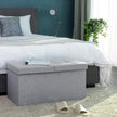 Foldable Storage Ottoman Bench – Fabric – Grey – 300 kg Load Capacity with Flip Lid