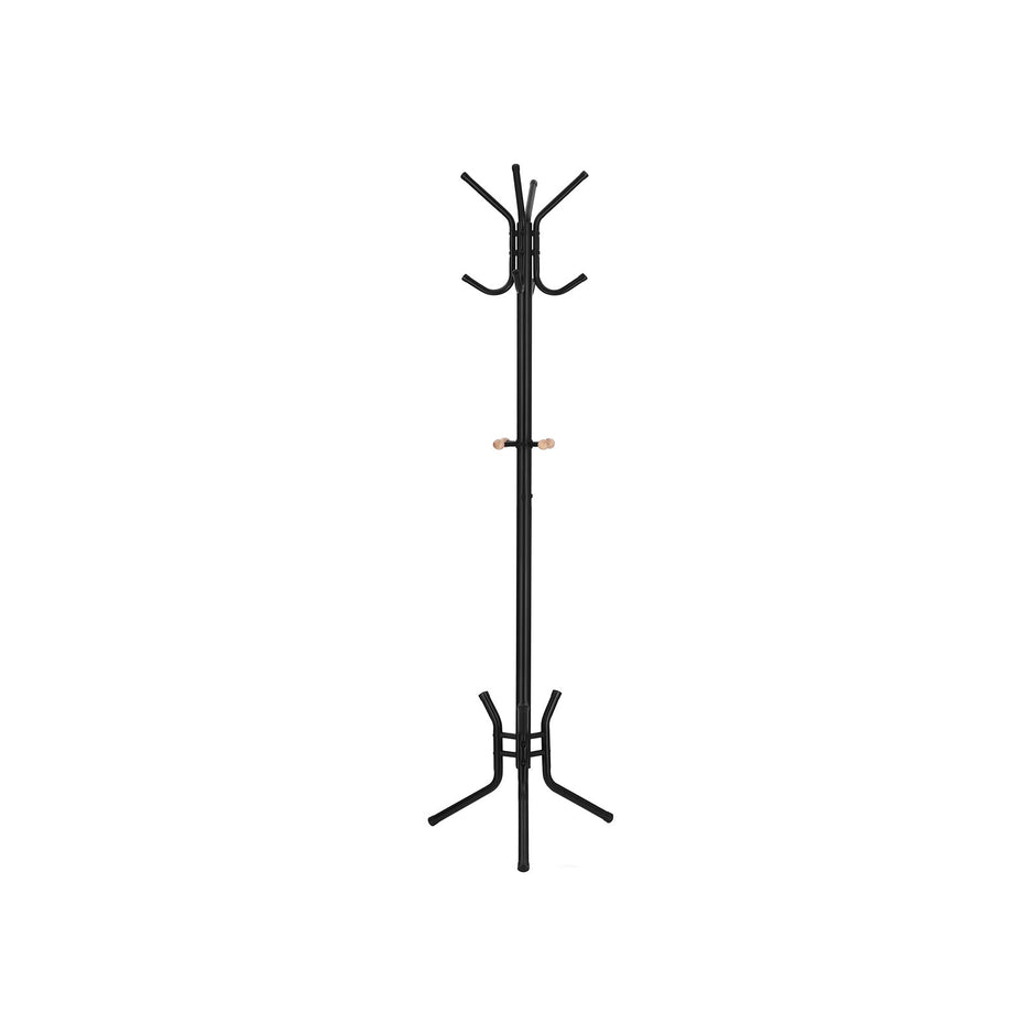 Coat Rack – Metal – Black – 12 Hooks, 176 cm Height