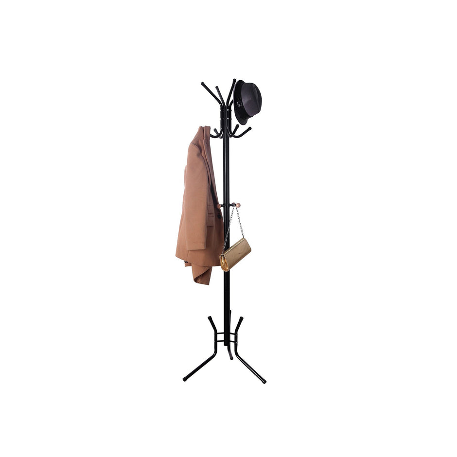 Coat Rack – Metal – Black – 12 Hooks, 176 cm Height