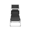 Sun Lounger – Fabric – Gray – Adjustable Headrest and Sunshade, 250 kg Load Capacity