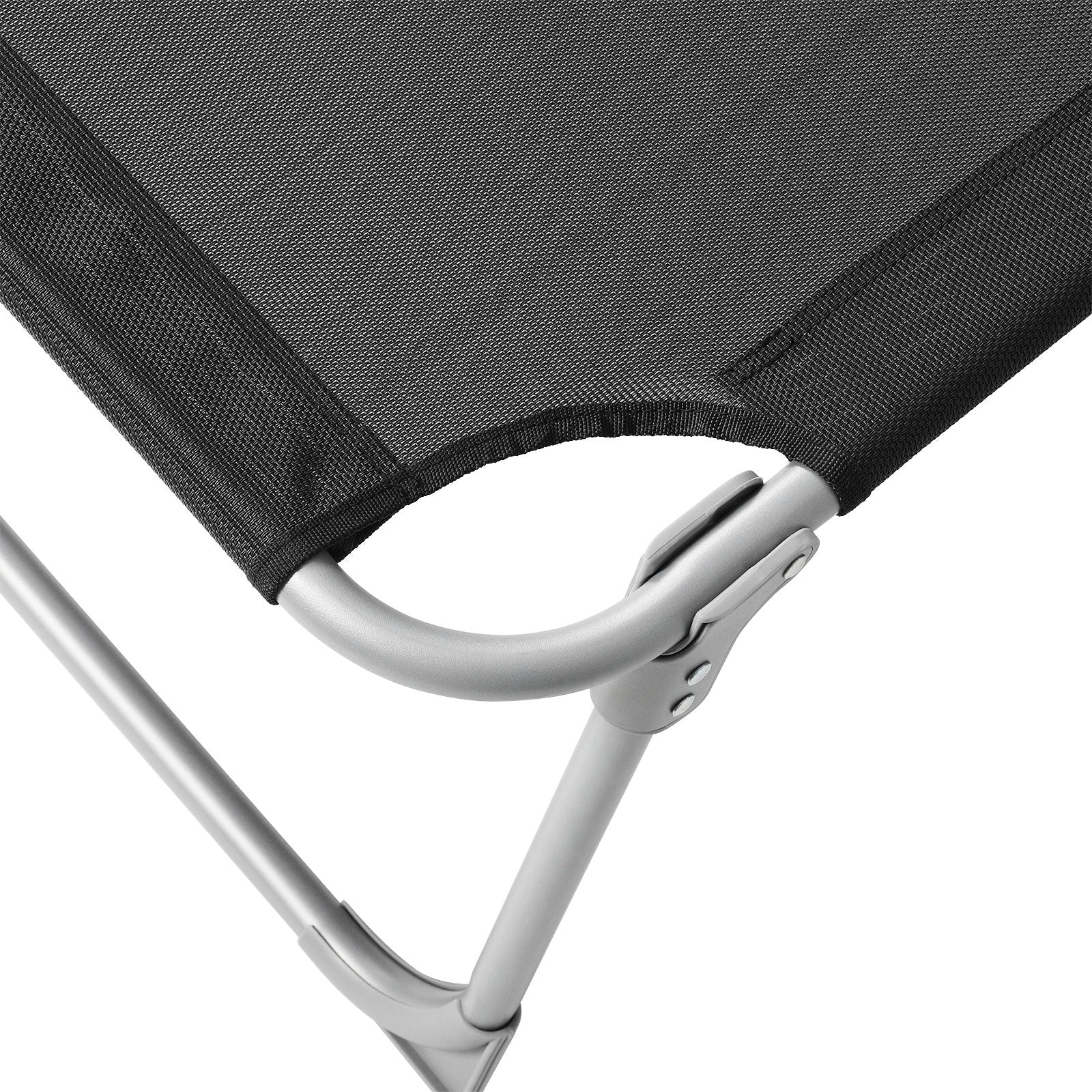 Sun Lounger – Fabric – Gray – Adjustable Headrest and Sunshade, 250 kg Load Capacity
