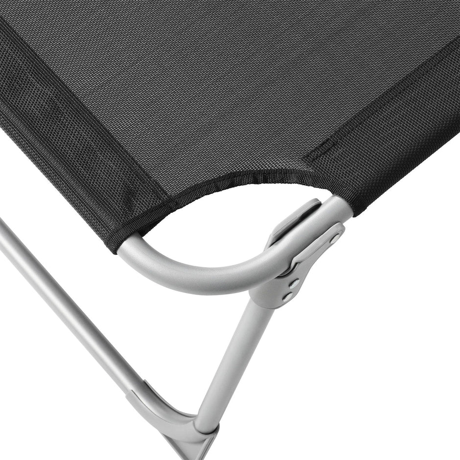 Sun Lounger – Fabric – Gray – Adjustable Headrest and Sunshade, 250 kg Load Capacity