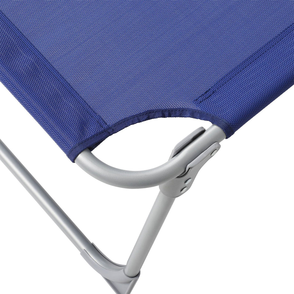 Sun Lounger – Fabric – Grey – Adjustable with Pillow and Sunshade