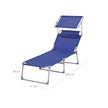 Sun Lounger – Fabric – Grey – Adjustable with Pillow and Sunshade