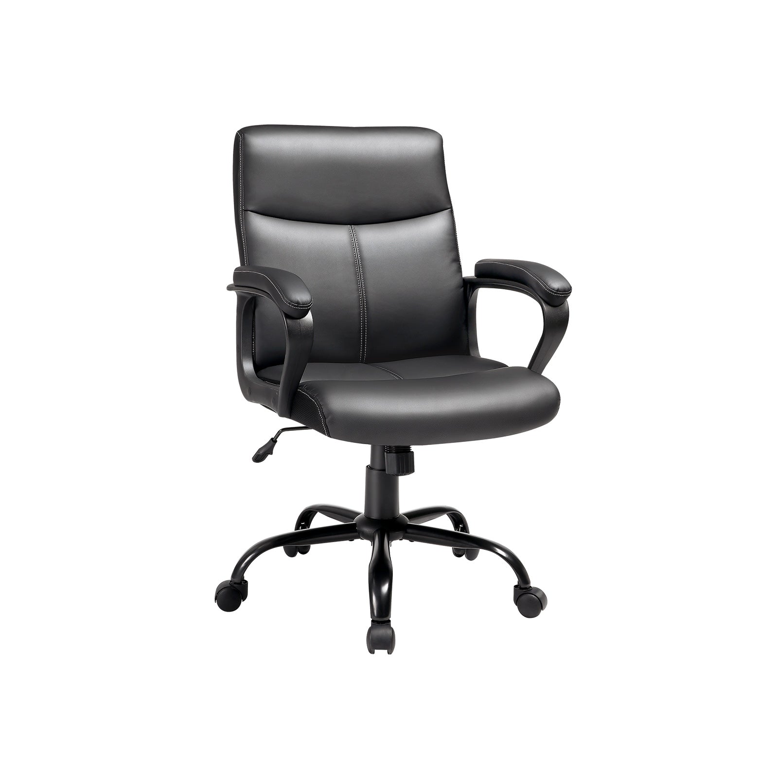 Executive Chair – Synthetic Leather – Black – Comfortable Thick Padding with Adjustable Height and Tilt Mechanism