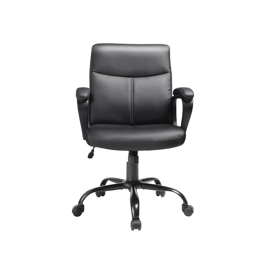 Executive Chair – Synthetic Leather – Black – Comfortable Thick Padding with Adjustable Height and Tilt Mechanism