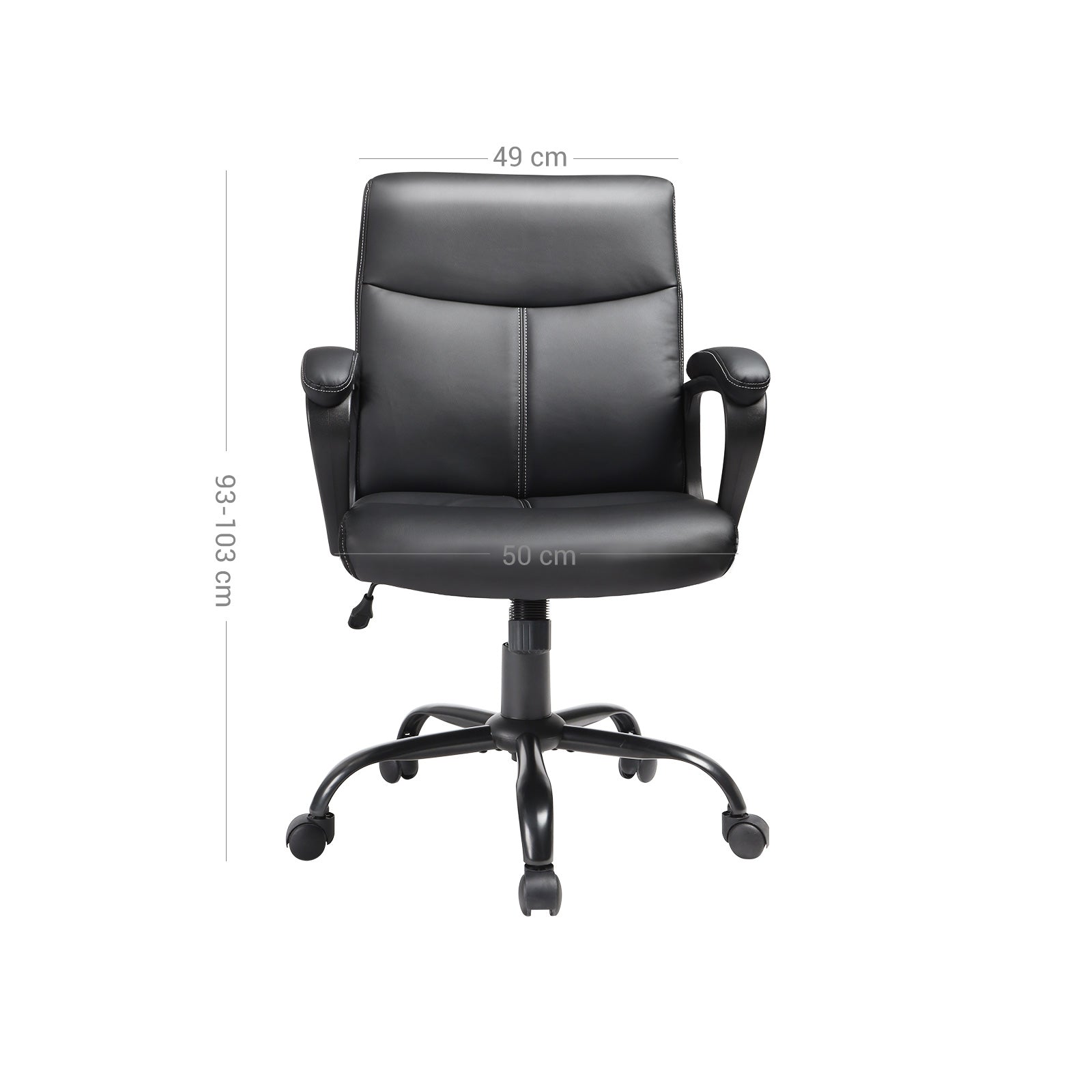 Executive Chair – Synthetic Leather – Black – Comfortable Thick Padding with Adjustable Height and Tilt Mechanism