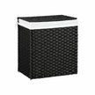 Laundry Hamper – Synthetic Rattan – Natural – 110L Capacity with Divided Compartment, Lid, and Handles