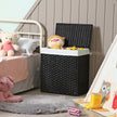 Laundry Hamper – Synthetic Rattan – Natural – 110L Capacity with Divided Compartment, Lid, and Handles
