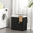 Laundry Hamper – Synthetic Rattan – Natural – 110L Capacity with Divided Compartment, Lid, and Handles