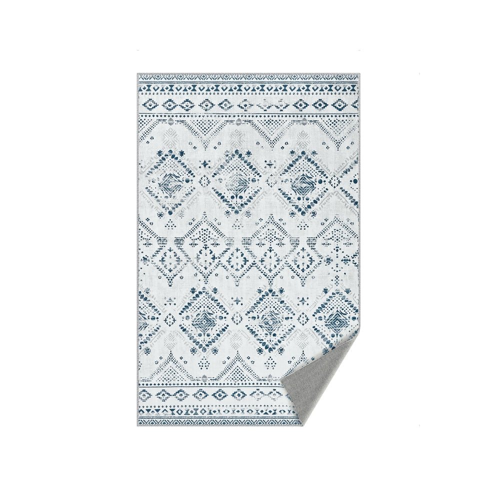 Area Rug – Fabric – Midnight Blue – Non-Slip, Machine Washable, Boho Style, 91 x 153 cm