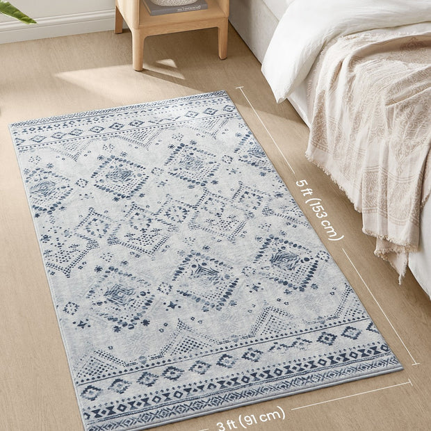 Area Rug – Fabric – Midnight Blue – Non-Slip, Machine Washable, Boho Style, 91 x 153 cm