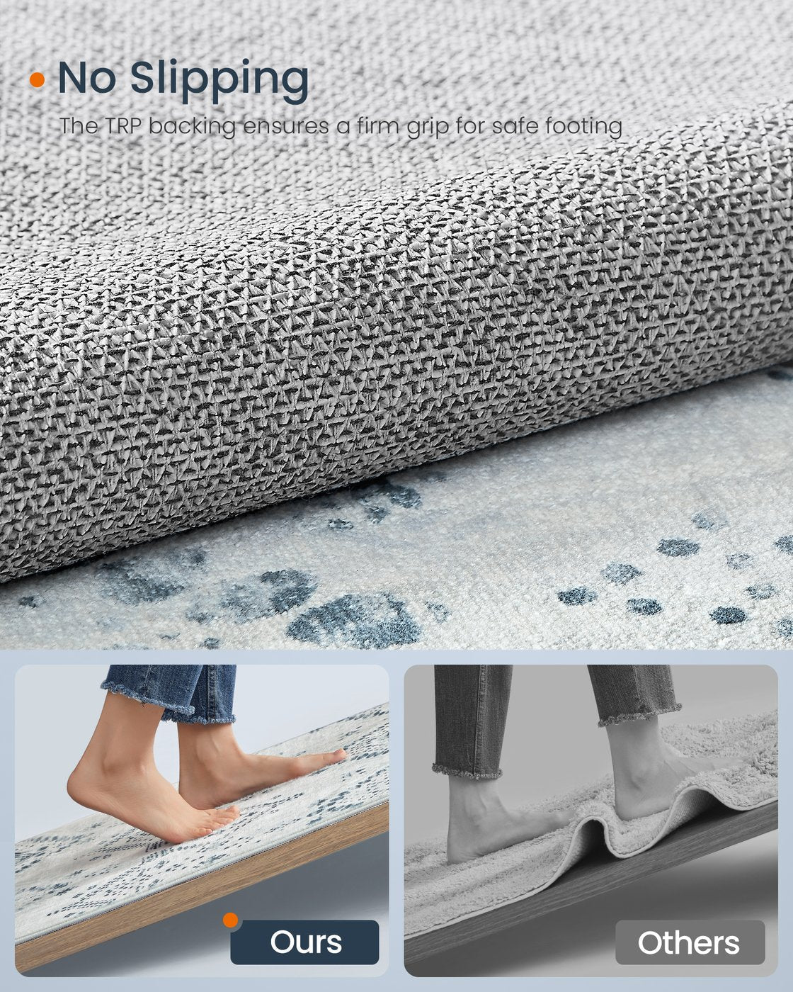Area Rug – Fabric – Midnight Blue – Non-Slip, Machine Washable, Boho Style, 91 x 153 cm