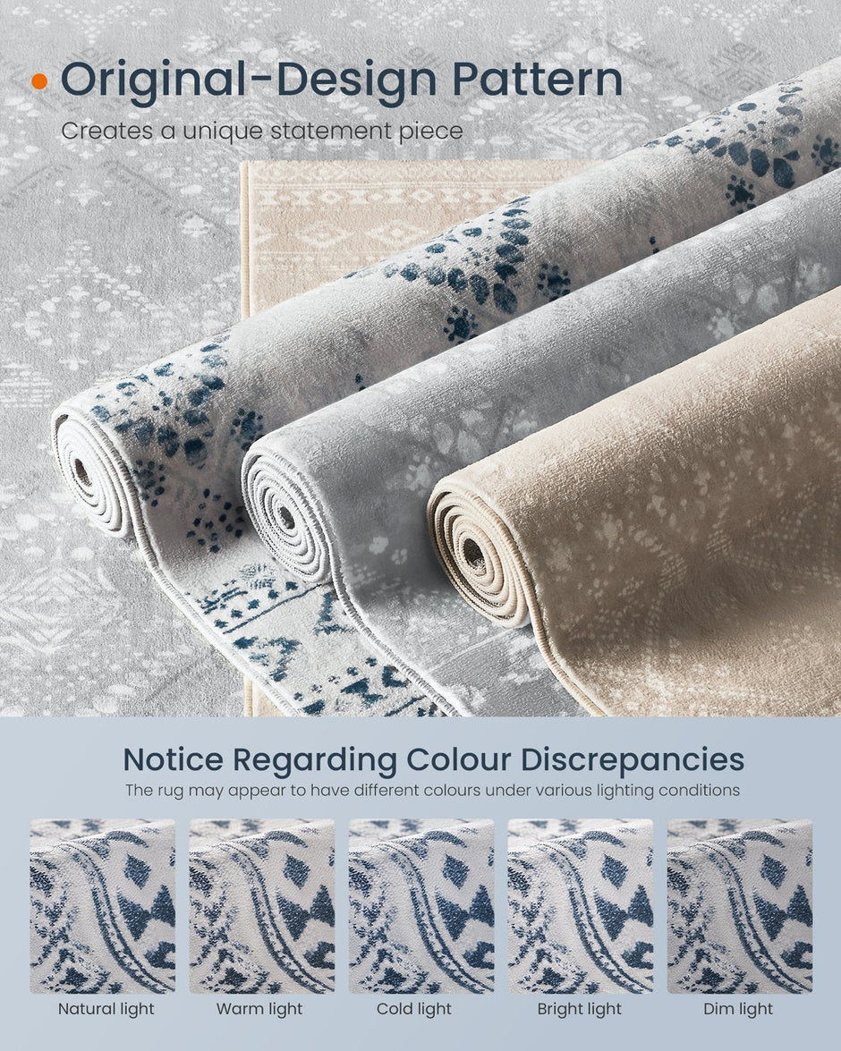 Area Rug – Fabric – Midnight Blue – Non-Slip, Machine Washable, Boho Style, 91 x 153 cm