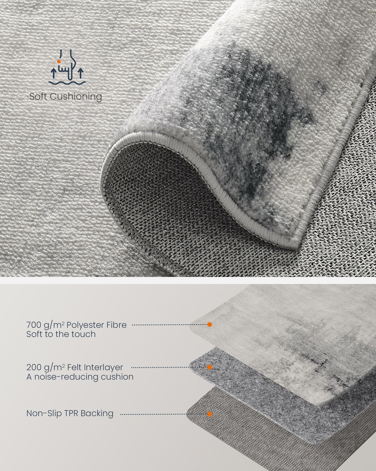 Area Rug – Fabric – Dove Grey – Non-Slip, Machine Washable, Modern Abstract Design