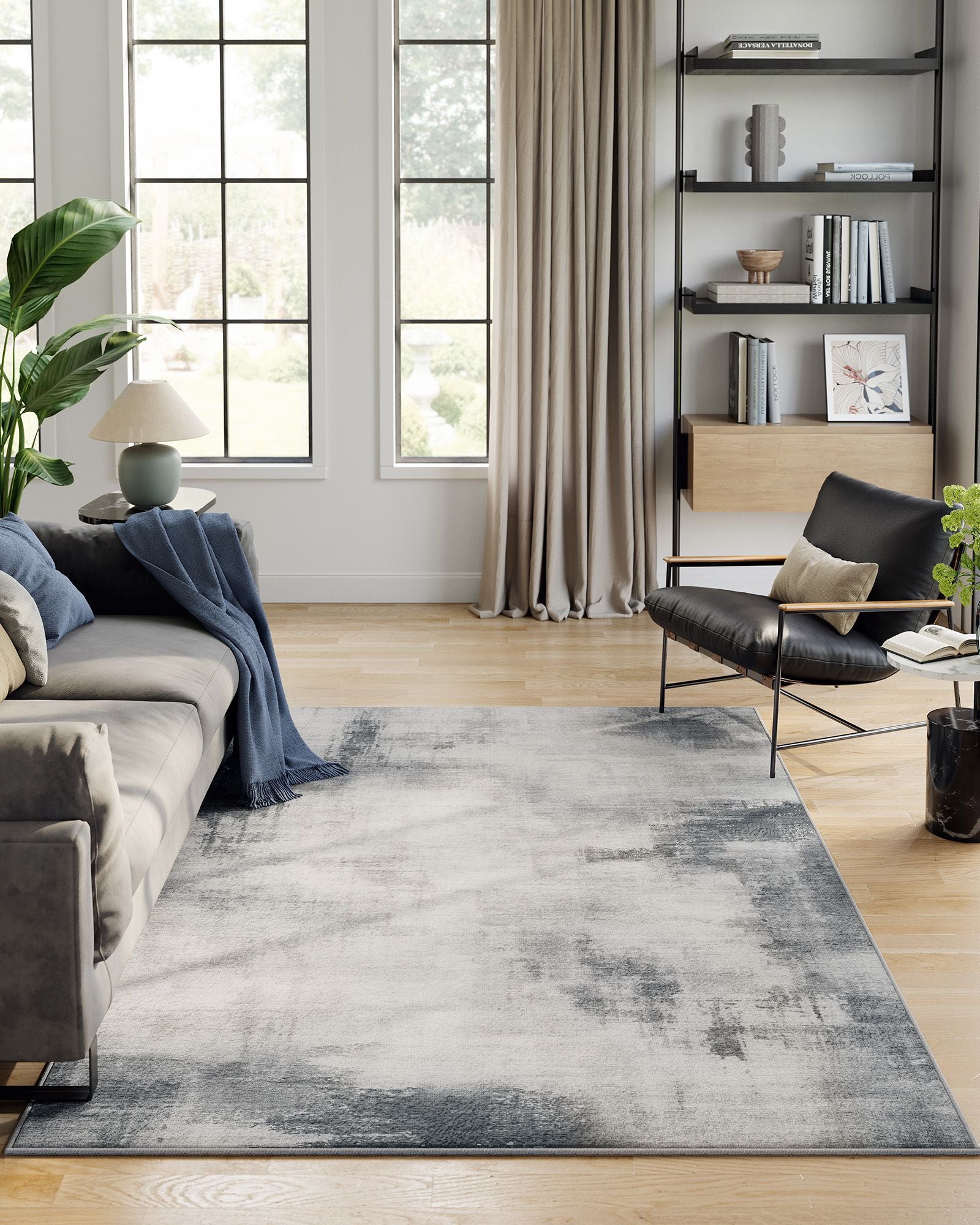 Area Rug – Fabric – Dove Grey – Non-Slip, Modern Abstract Design