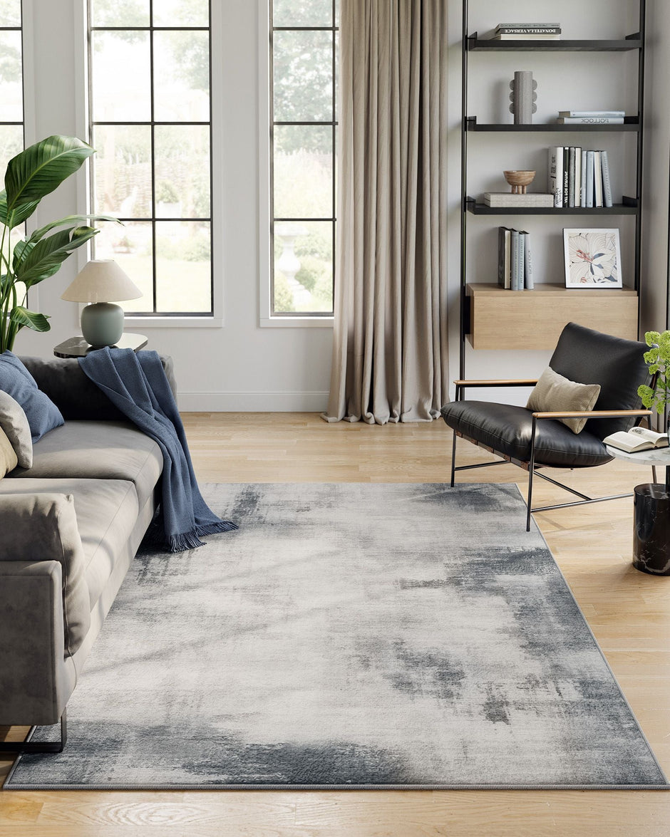 Area Rug – Fabric – Dove Grey – Non-Slip, Modern Abstract Design