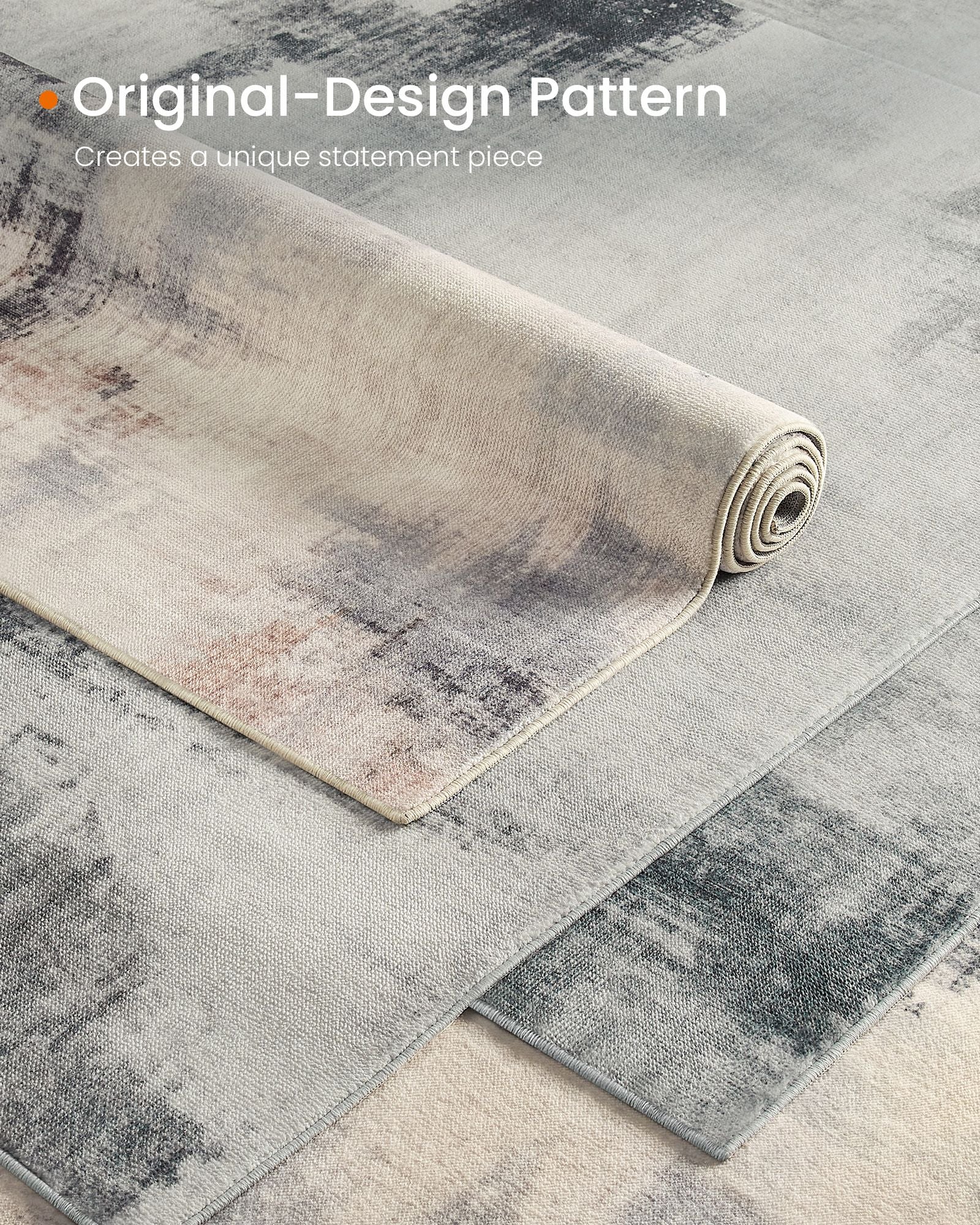 Area Rug – Fabric – Dove Grey – Non-Slip, Modern Abstract Design