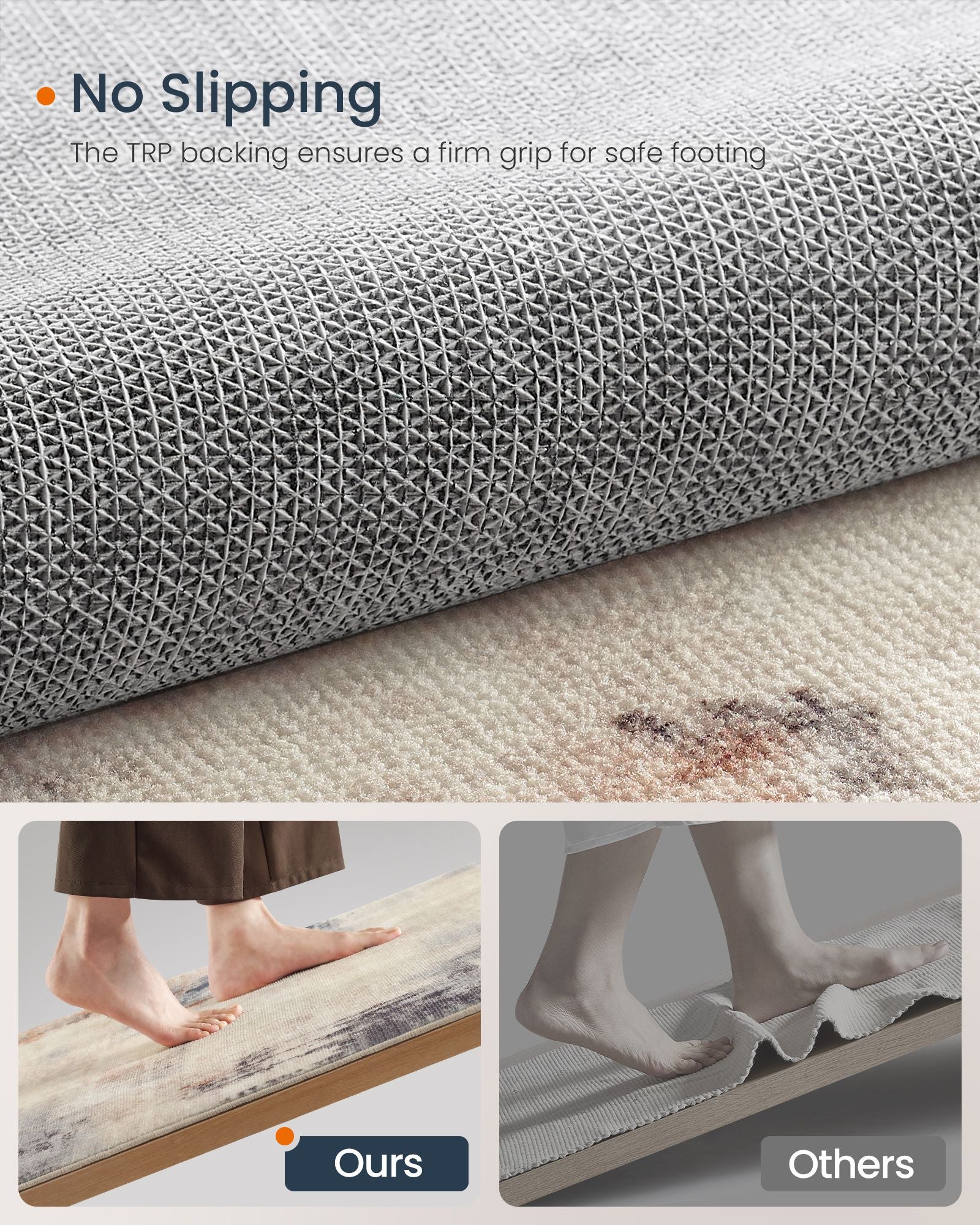 Area Rug – Fabric – Camel Brown – Non-Slip, Modern Abstract Design, Machine Washable