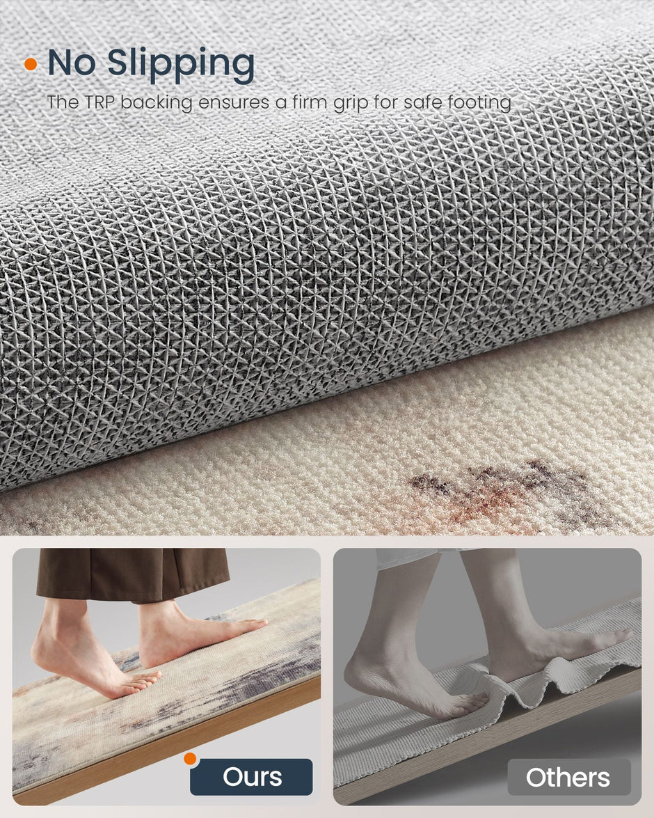 Area Rug – Fabric – Camel Brown – Non-Slip, Modern Abstract Design, Machine Washable