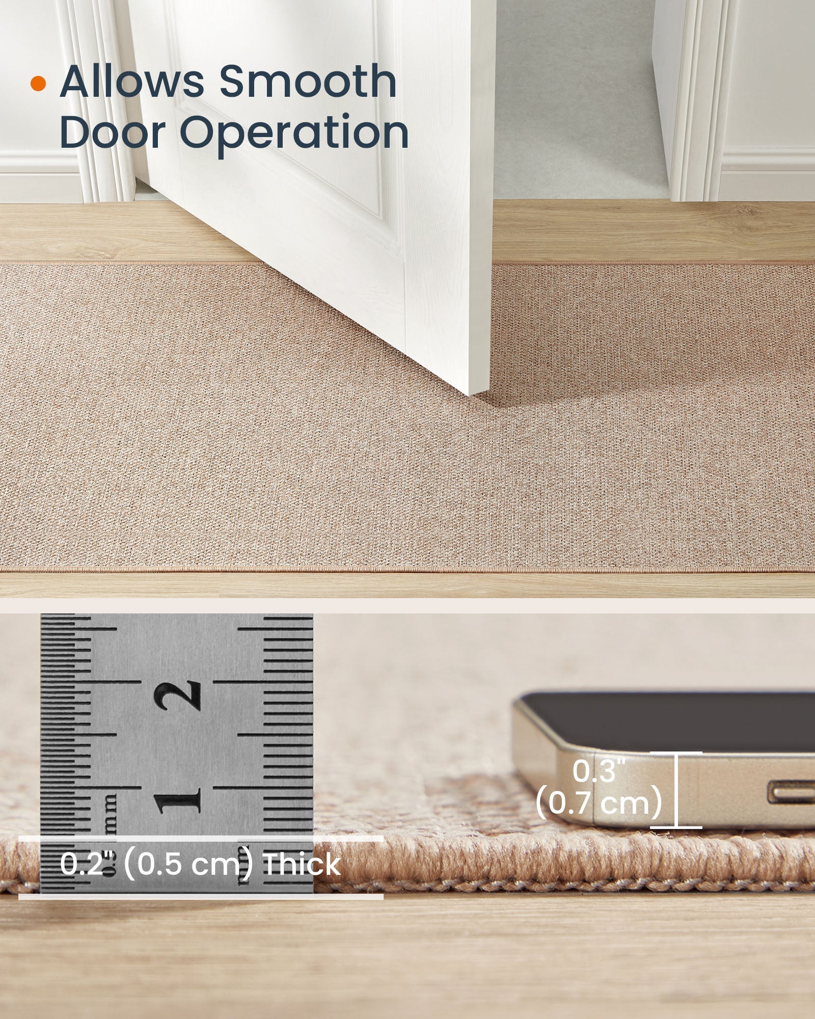 Area Rug – Faux Jute – Camel Brown – Non-Slip and Machine Washable, 80 x 200 cm