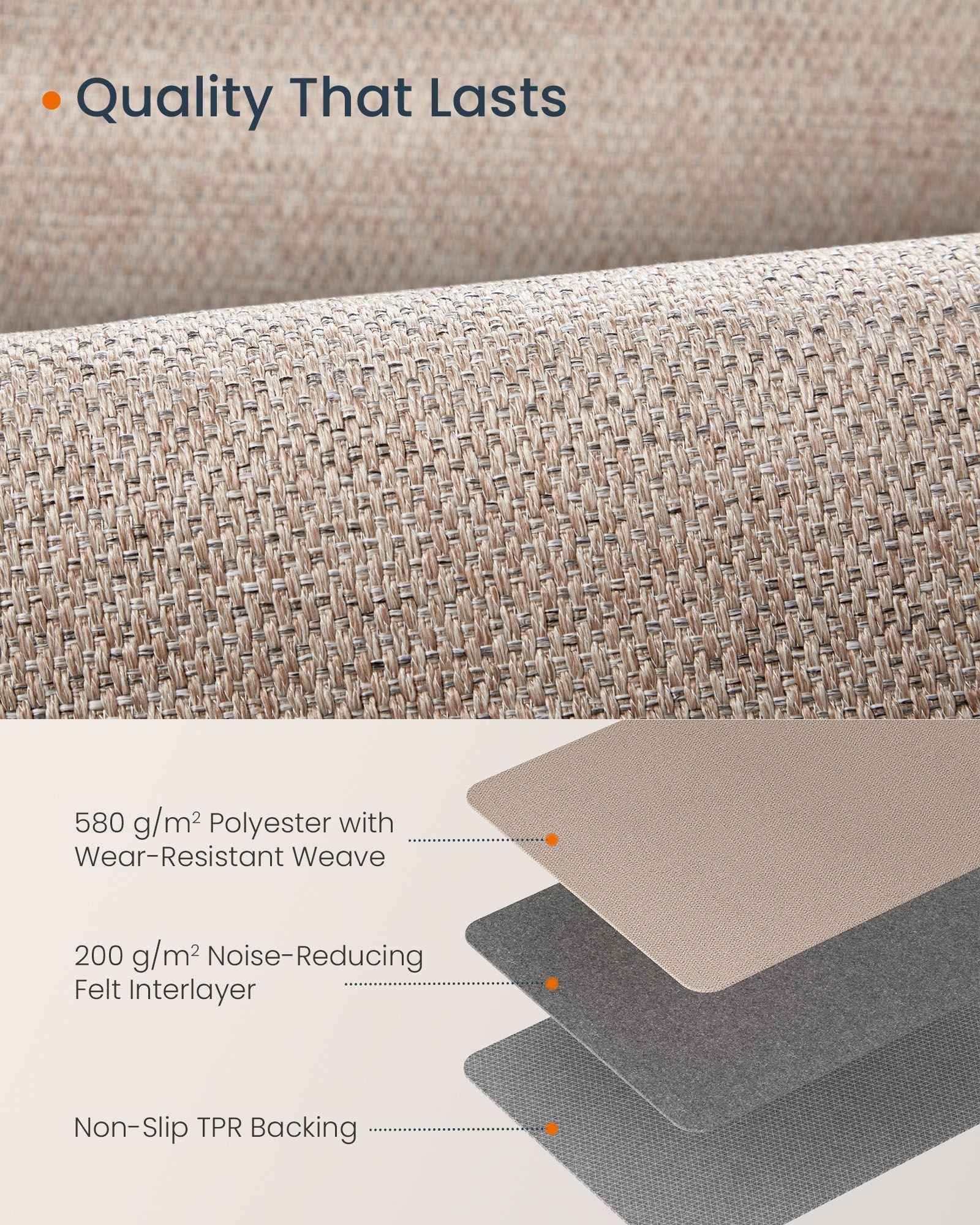Area Rug – Faux Jute – Camel Brown – Non-Slip and Machine Washable, 80 x 200 cm