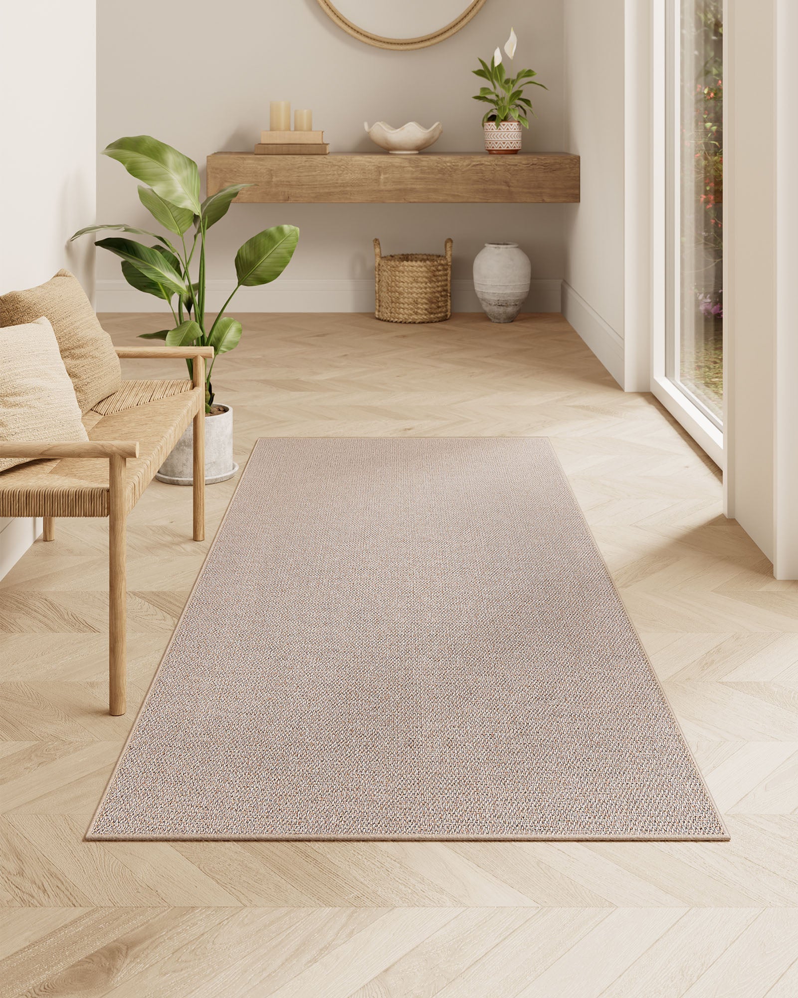 Area Rug – Faux Jute – Camel Brown – Machine Washable Non-Slip