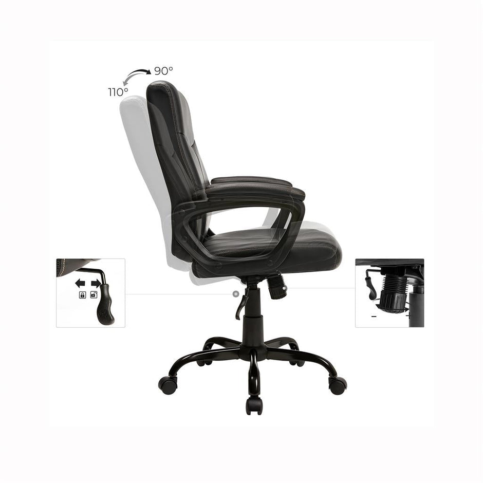 Swivel Office Chair – Mesh – Black – Adjustable Height with Lumbar Support and Thick Padding