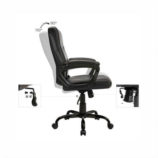 Swivel Office Chair – Mesh – Black – Adjustable Height with Lumbar Support and Thick Padding