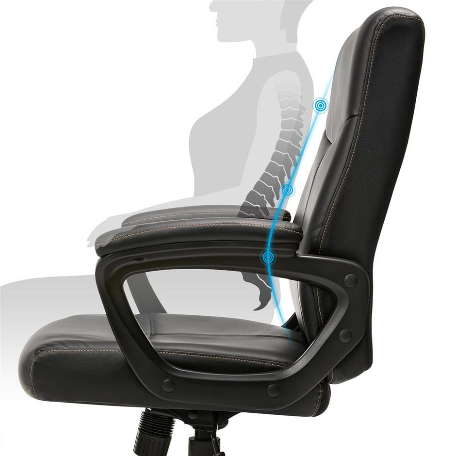 Swivel Office Chair – Mesh – Black – Adjustable Height with Lumbar Support and Thick Padding