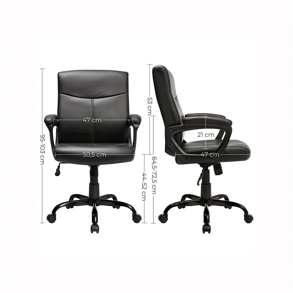 Swivel Office Chair – Mesh – Black – Adjustable Height with Lumbar Support and Thick Padding