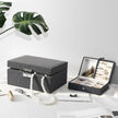 Jewelry Box – Thickened Frame – Black – Lockable with Foldable Tray and Removable Divider