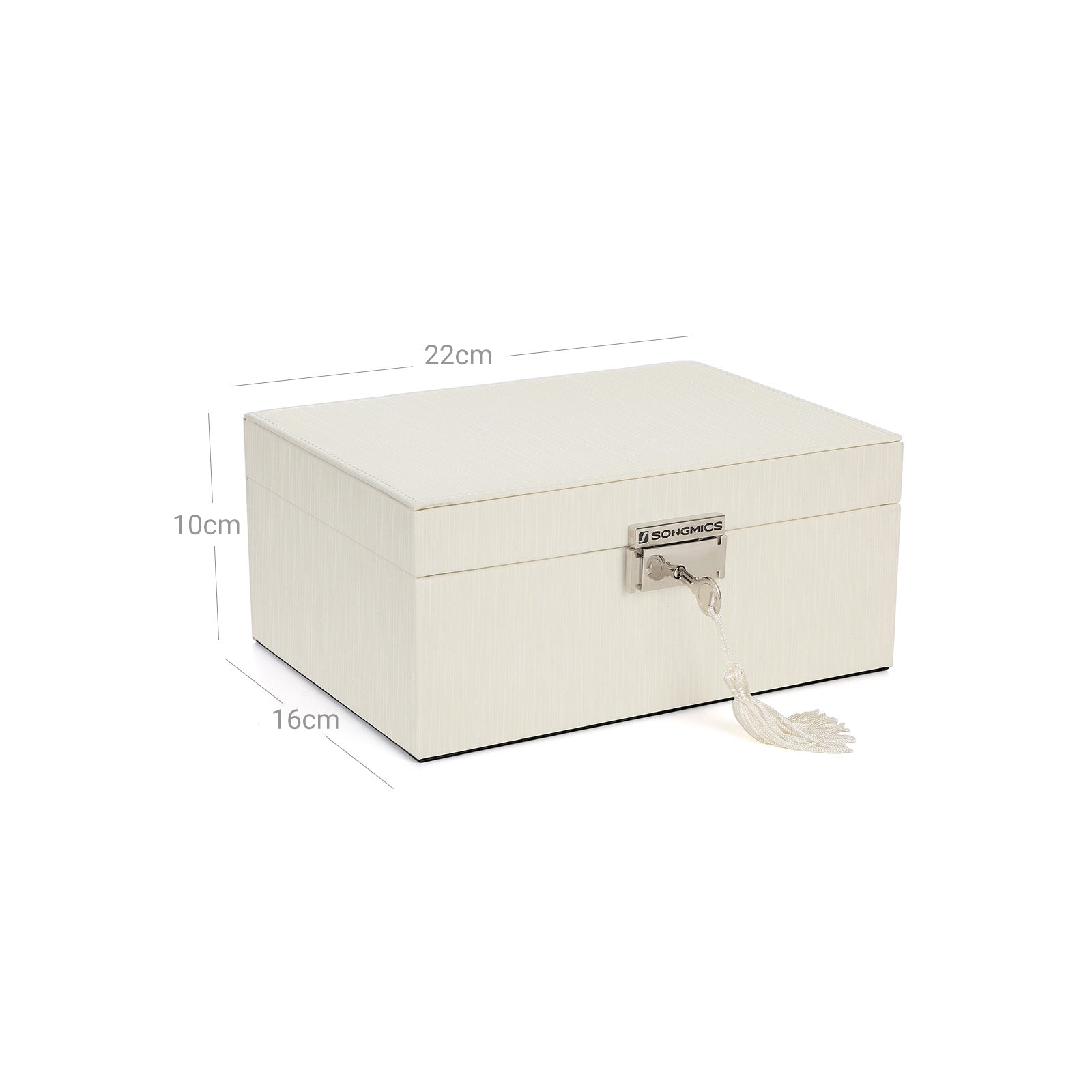 Jewelry Box – Thickened Frame – Black – Lockable with Foldable Tray and Removable Divider