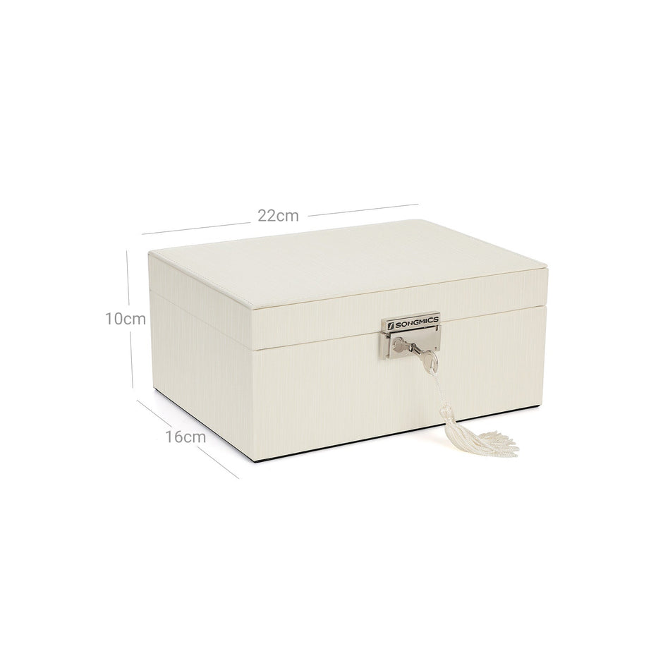 Jewelry Box – Thickened Frame – Black – Lockable with Foldable Tray and Removable Divider