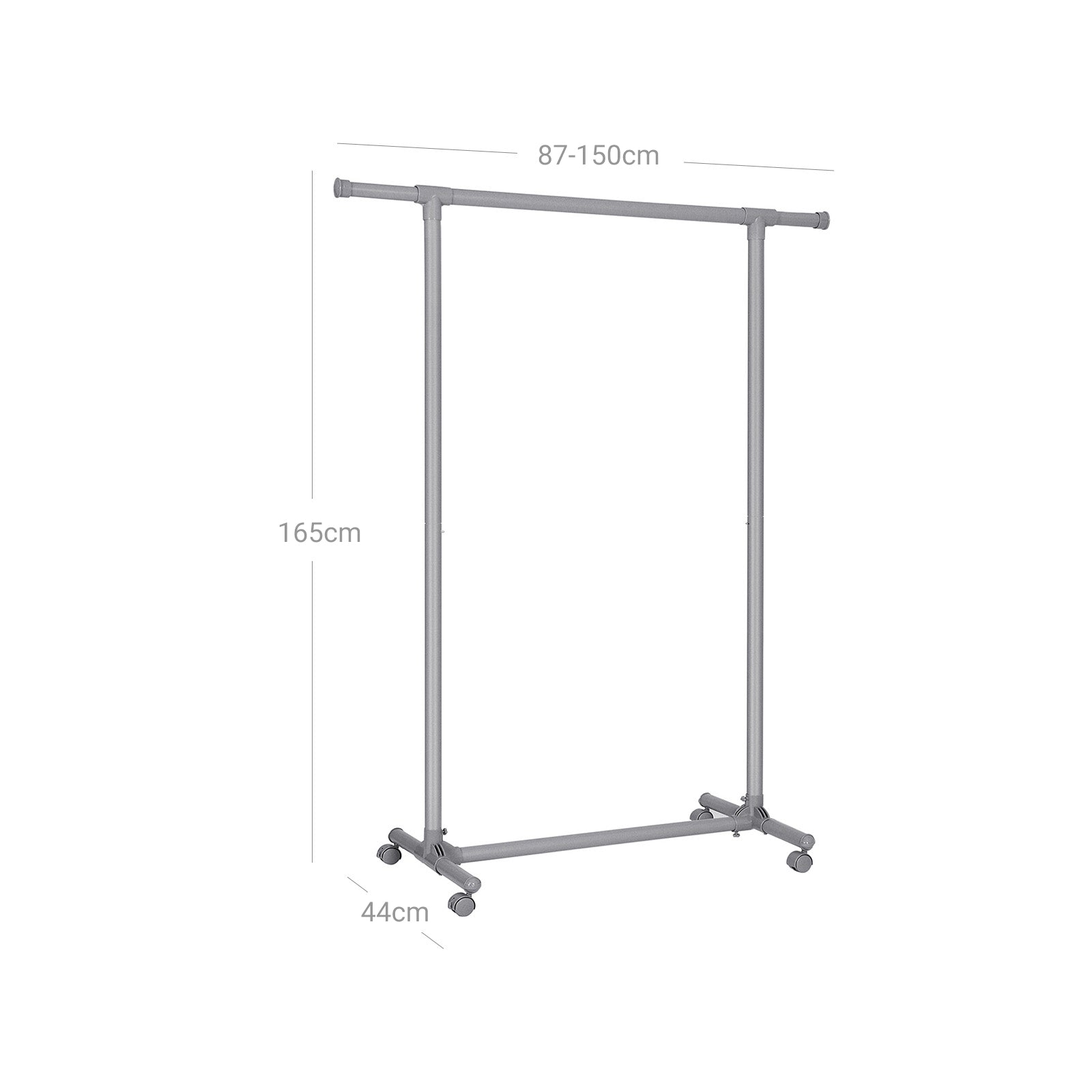 Extendable Garment Rack – Metal – Matte Black and Blue – Heavy-Duty Rolling Design