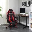 Gaming Chair – Faux Leather – Black and Red – Ergonomic Design with Adjustable Footrest and Tilt Mechanism