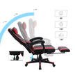 Gaming Chair – Faux Leather – Black and Red – Ergonomic Design with Adjustable Footrest and Tilt Mechanism